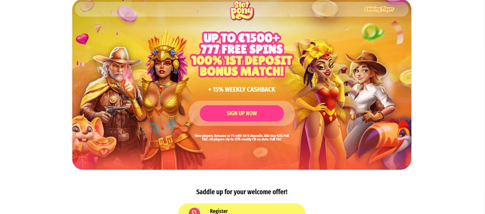 Slot Pony – Op til 1500 € + 777 free spins + 15% cashback
